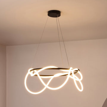 Lisette 25" Contemporary Minimalist 360 Adjustable Silicone Neon Rope Dimmable Integrated LED Chandelier - JONATHAN Y